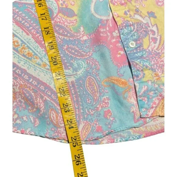 Lauren Ralph Lauren Women's Paisley Button-Up Shirt Size Large Vibrant Colors - Picture 4 of 7
